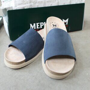 Mephisto Hanik Leather Slide Sandal blue size 9